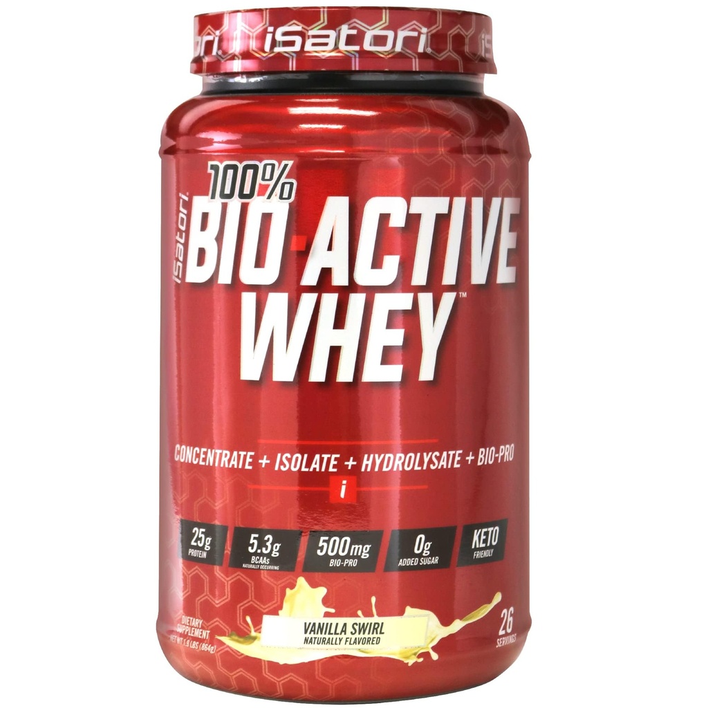 iSatori 100% Bio-Active Whey Protein Powder, Muscle Growth & Recovery med Whey Isolate, Hydrolysate, Concentrate, BCAAs & Colostrum Peptides, 25g Protein Per Servering - Vanilla Swirl (26 portioner)