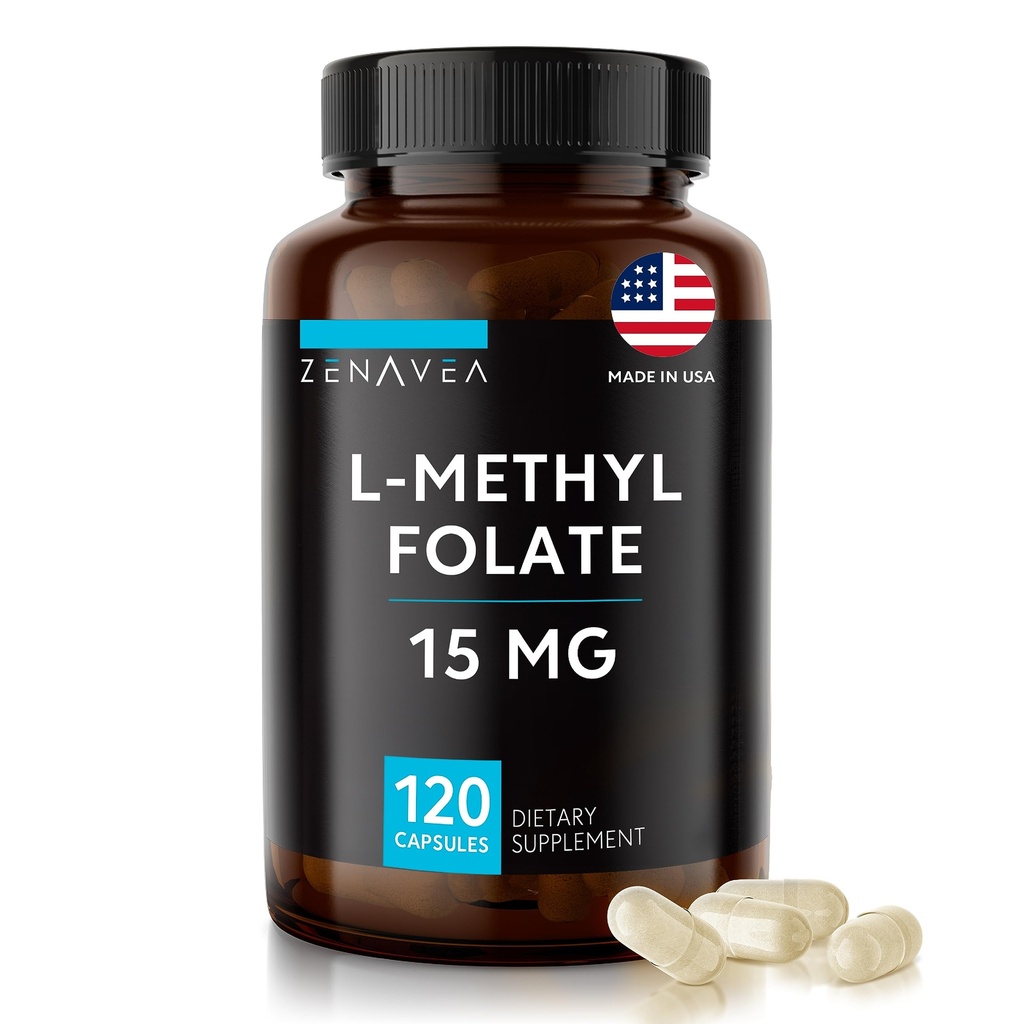 L-Methylfolat 15mg - L Methyl Folate Supplement, 5-MTHF för folsyrabrist - Max Absorption och styrka - l-metyllfolat 15 mg - metylfolat 15 mg - 120 Vegan kapslar, icke-GMO Glutenfri