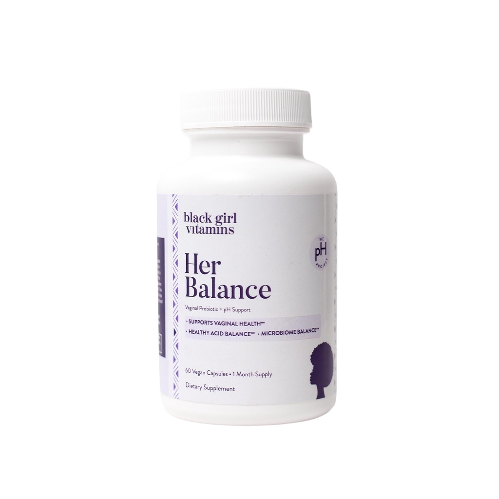 Black Girl Vitamiinit - Hänen Balance emätinprobiootit - Daily Microbiome Support for Women - 10 miljardia PMY Lactobacillus Crispatus & Gasseri + Herbal Blend - Vegan, Gluteeniton, Halal (30-päivä tarjonta)