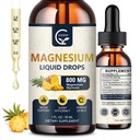 (2 Pack) Magnesium Glycinate Liquid Drops | 1000mg Liquid Magnesium Complex med D3, L-Thea & GABA för energi, sömn, nerv och hjärthälsa, hög absorption, ananas smak