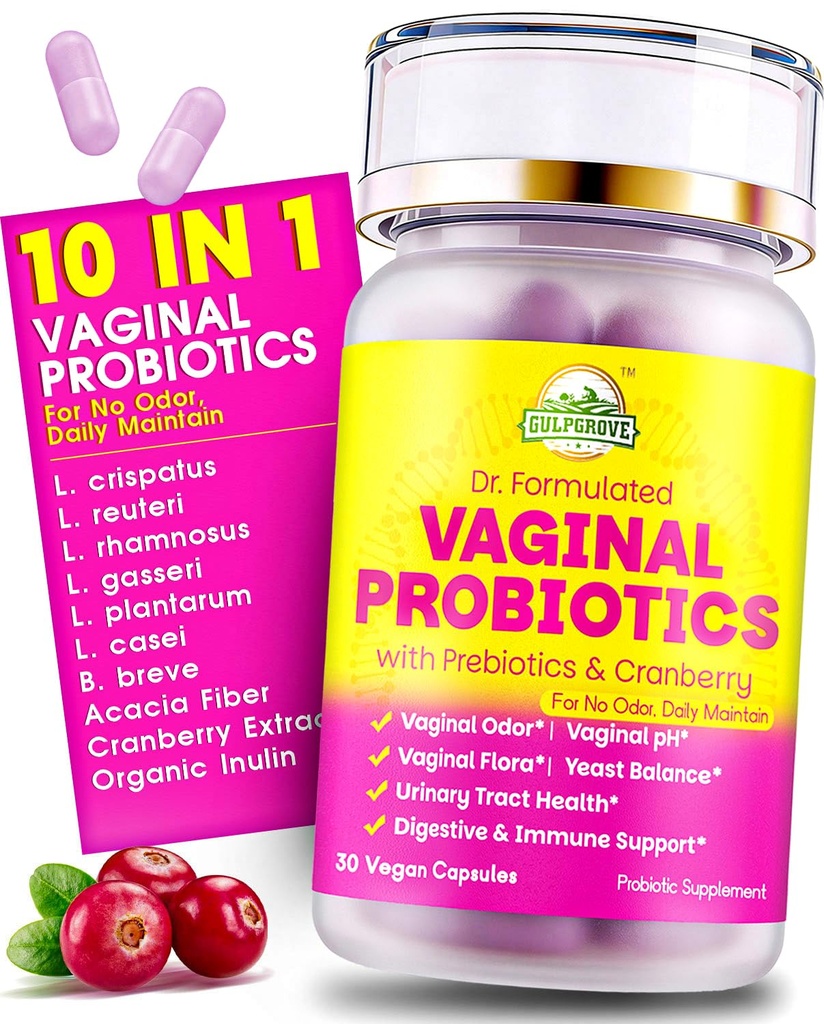 Emättimen probiootit naisille prebiootit & karpalo - Dr. Formuloitu Feminiini pH Balance Daily Supplement, tukee emättimen Odor Control & virtsateiden terveys, 30 Servings
