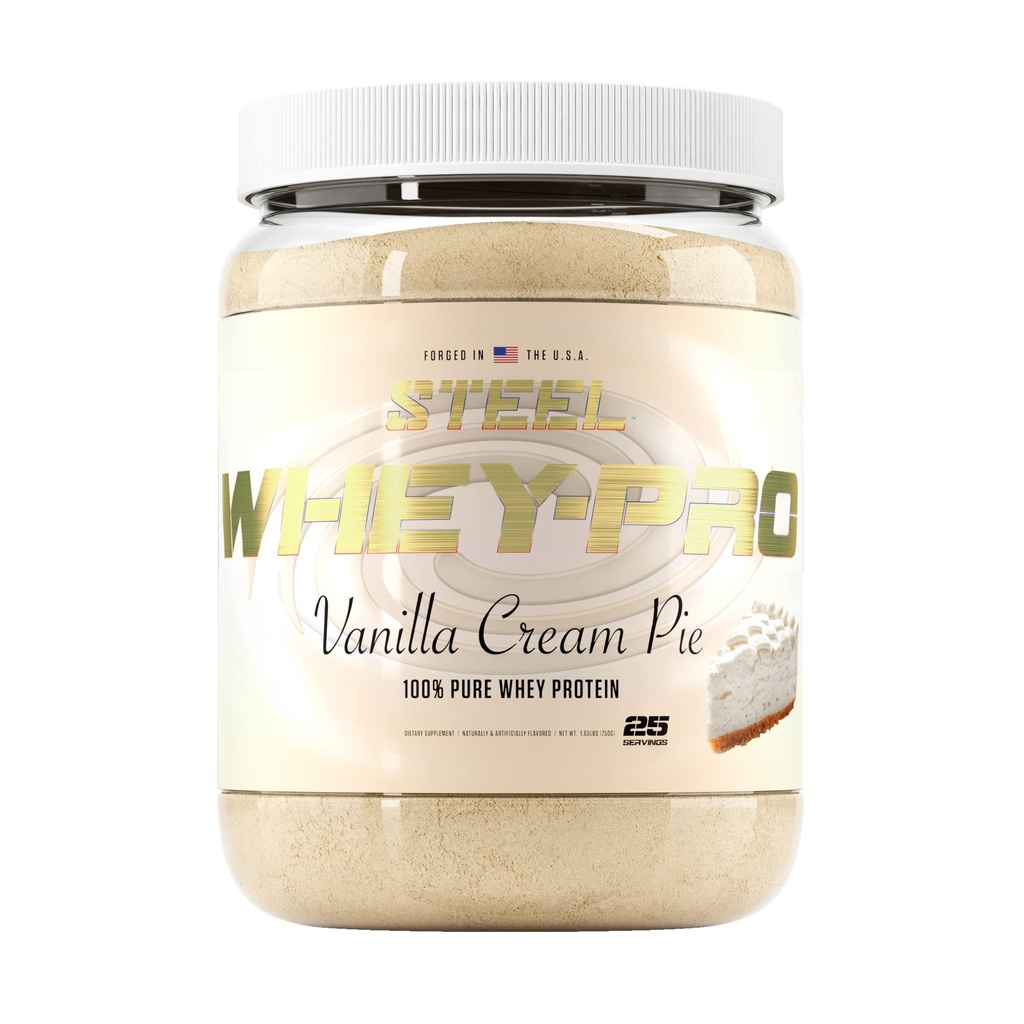 Teräslisät Whey-Pro ... 100% Pure Whey Protein Powder for Men and Women... Vanilla Cream Pie...