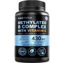 9-in-1 B-vitamiinikompleksi - Methylated Multivitamiini with B12 Methylcobalamiini, Metyylifolaatti, L-5-MTHF & C-vitamiini - Methylated B Complex for Women & Men - non-GMO, Gluteenittomat, & Vegan (90 Servings)