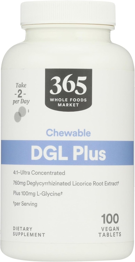 365 av Whole Foods Market, DGL Plus Chewable Tablets, 100 tabletter