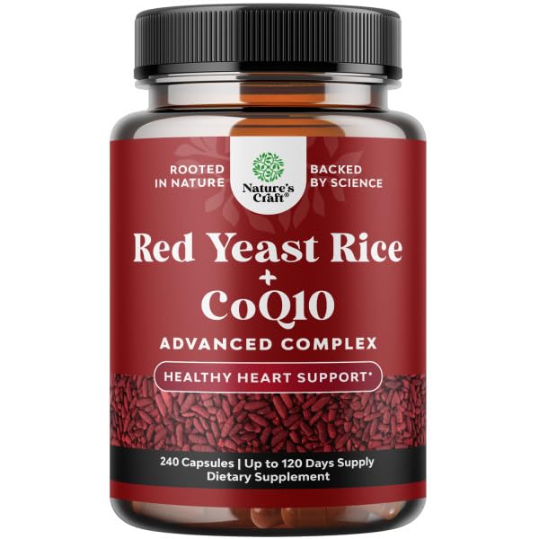 Red Yeast Rice CoQ10 täydennysosa - Advanced Terve sydän & terve Kolesterolitasot Formula miehille & naisille - Extra Strength Capsule Red Yeast Rice 1200 mg kapselit CoQ10-240