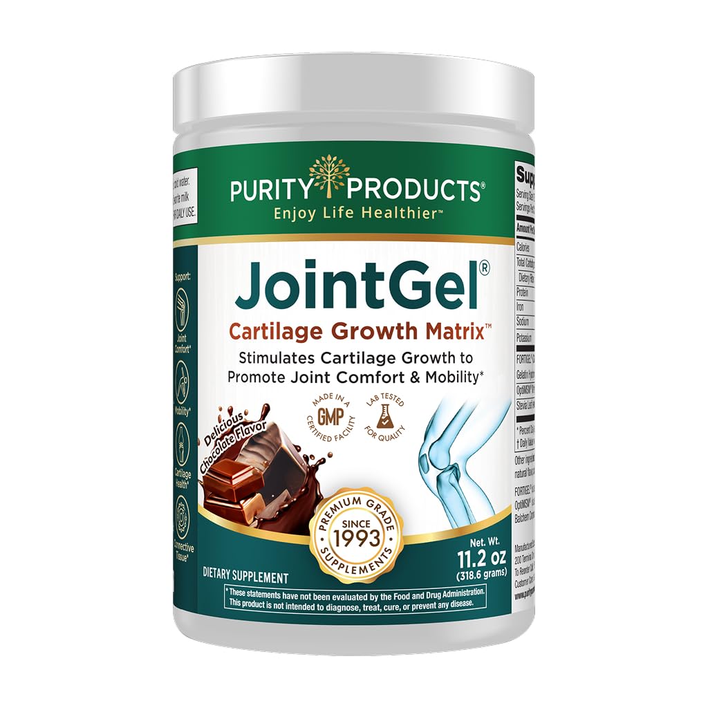 Puhtaus Tuotteet JointGel Formula - Collagen Peptides + MSM - Tukee Joint Function + Joustavuus Fortifying Joint Cartilage - Dual Action - Daily Powder - 30 tarjoilua (30 tarjoilua, suklaa)