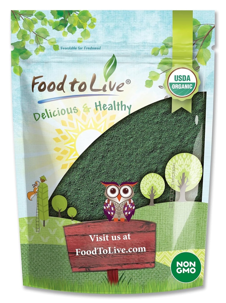 Mat till levande organiska Spirulina Powder, 4 pund - Icke-GMO, Kosher, Raw Blue-Green Alger, Vegan Superfood, Bulk, Irradiated, Pure Vegan Green Protein, Rich i Vitaminer & Mineraler, Perfekt för drycker