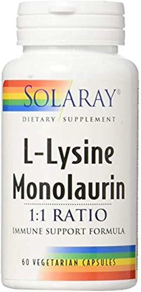 Solaray L-Lysine Monolaurin 1:1 suhde, 60 kapselia (2 pakkaus)
