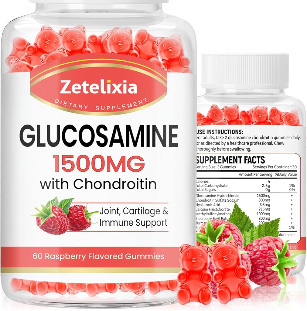 2 pakkaus Glukosamiini Chondroitin Gummies, Glukosamiini Chondroitin MSM, Elderberry, Turmeeric - yhteinen tuki täydentää aikuisille, miehet & naiset, 120 kreivi
