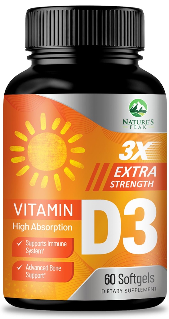 D3-vitamiini 5000 IU Softgels (125 mikrog) - extra Strength-vitamiinit D-3 Luu-, hampaiden, lihasten terveys- ja immuunituki, nopea Absorbtio Mini D Softgel, ei-GMO, gluteeniton - 60