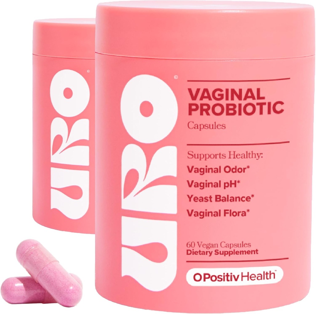 O Positiv URO Vaginal Probiotics for Women pH Balance med Prebiotics & Lactobacillus Probiotic Blend - Vaginal Health Supplement - Promote Healthy Vaginal Odor & Vaginal Flora, 60 Count (Pack of 2)