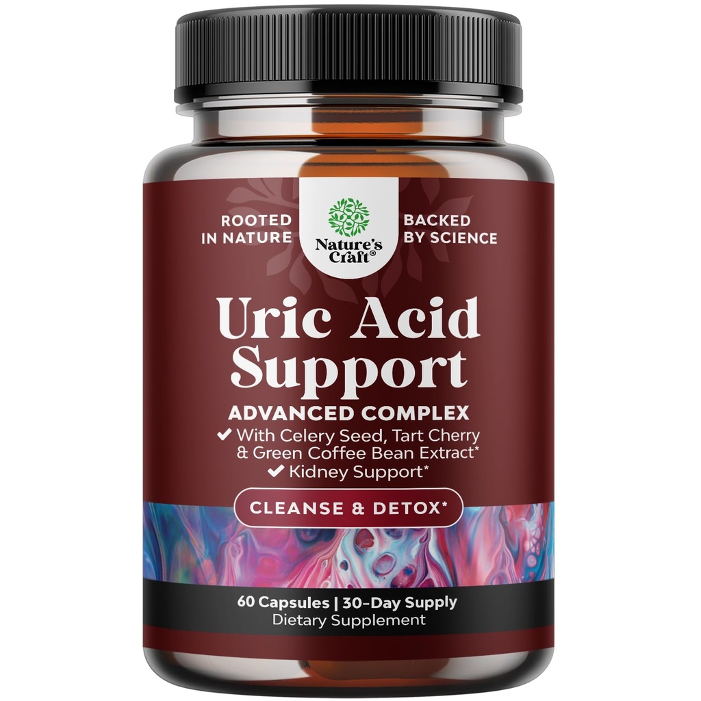 Green Coffee Bean Extract for Uric Acid Cleanse & Detox - Green Coffee Beans with Turmeric, Tart Cherry & Selleri Seed for Aikuinen - Daily Uric Acid Flush for joints Tuki & Munuaisten Cleanser 60 Ct