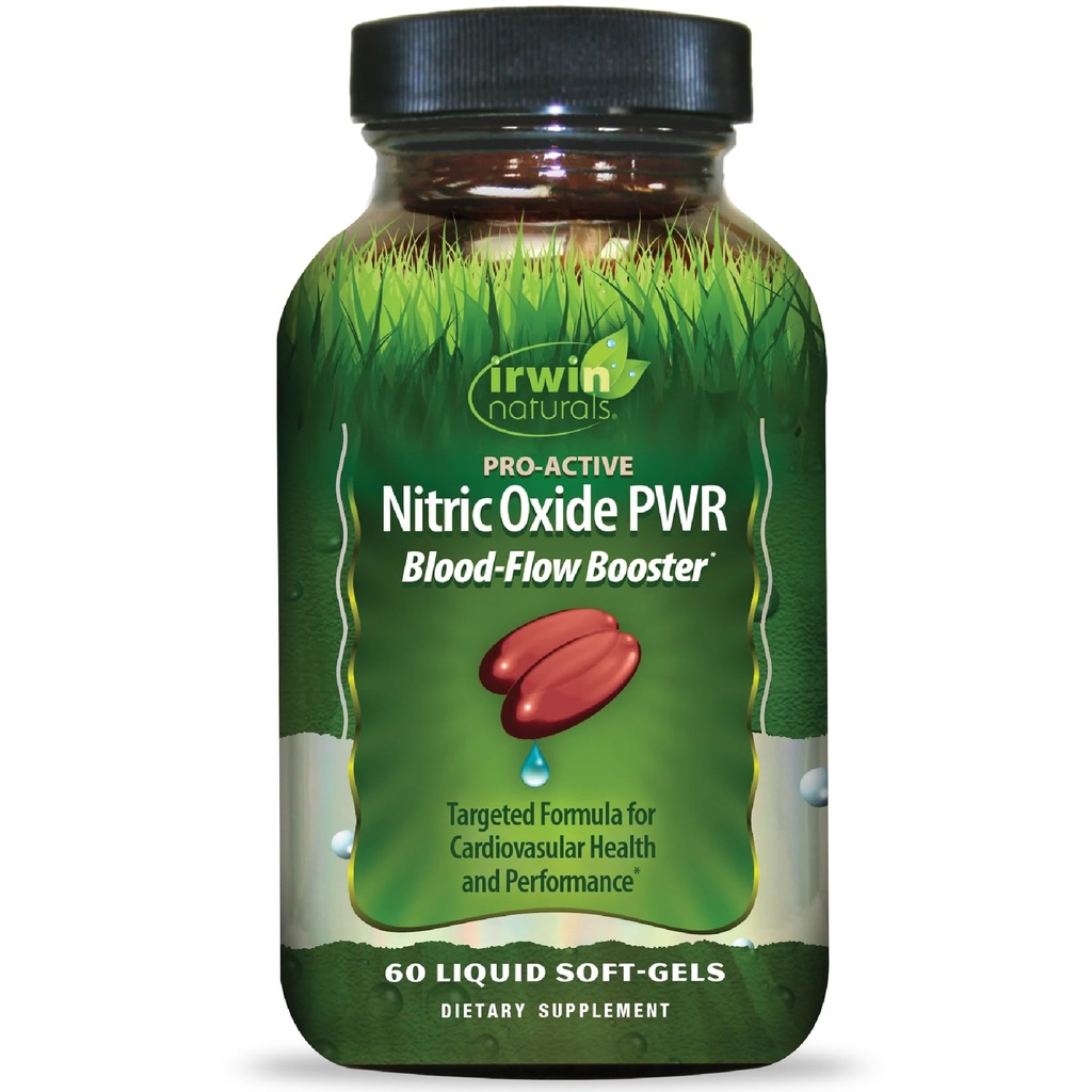 Irwin Naturals Pro-Active Typpioksidi PWR - 60 Liquid Soft-Gels - Blood-Flow Booster L-sitrullilla, Beet Root & Red Pinaatti