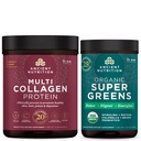 Ancient Nutrition Multi Collagen Protein Powder, Mautonta, 60 tarjoilua + Supergreens Powder, Greens Flavor, 25 tarjoilua