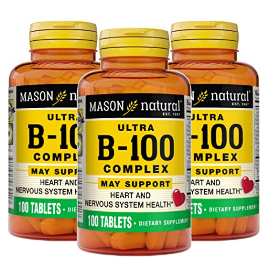 MASON NATURAL Ultra B,100 Complex, 300,Day Supply, normaalin immuunijärjestelmän tuki ja energia aineenvaihdunta, 3 pakkaus