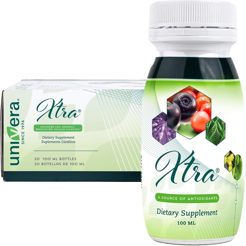 Univera Xtra Minis, Multimineral fruits Complex, 15 Natural Ingredients, Stress Management, Focus & Clarity, Joint Comfort, Antioksidanttisuojaus - 3.38 Fl Oz (Pakkaus 20)