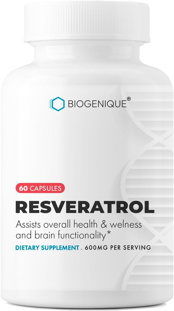 Resveratrol 600mg Potent Antioxidanter & Trans-Resveratrol från Polygonum Root Extract, främjar Anti-Aging & Cardiovascular Support, 60 Capsules - Made in USA - Vegan, Non-GMO, Gluten Free