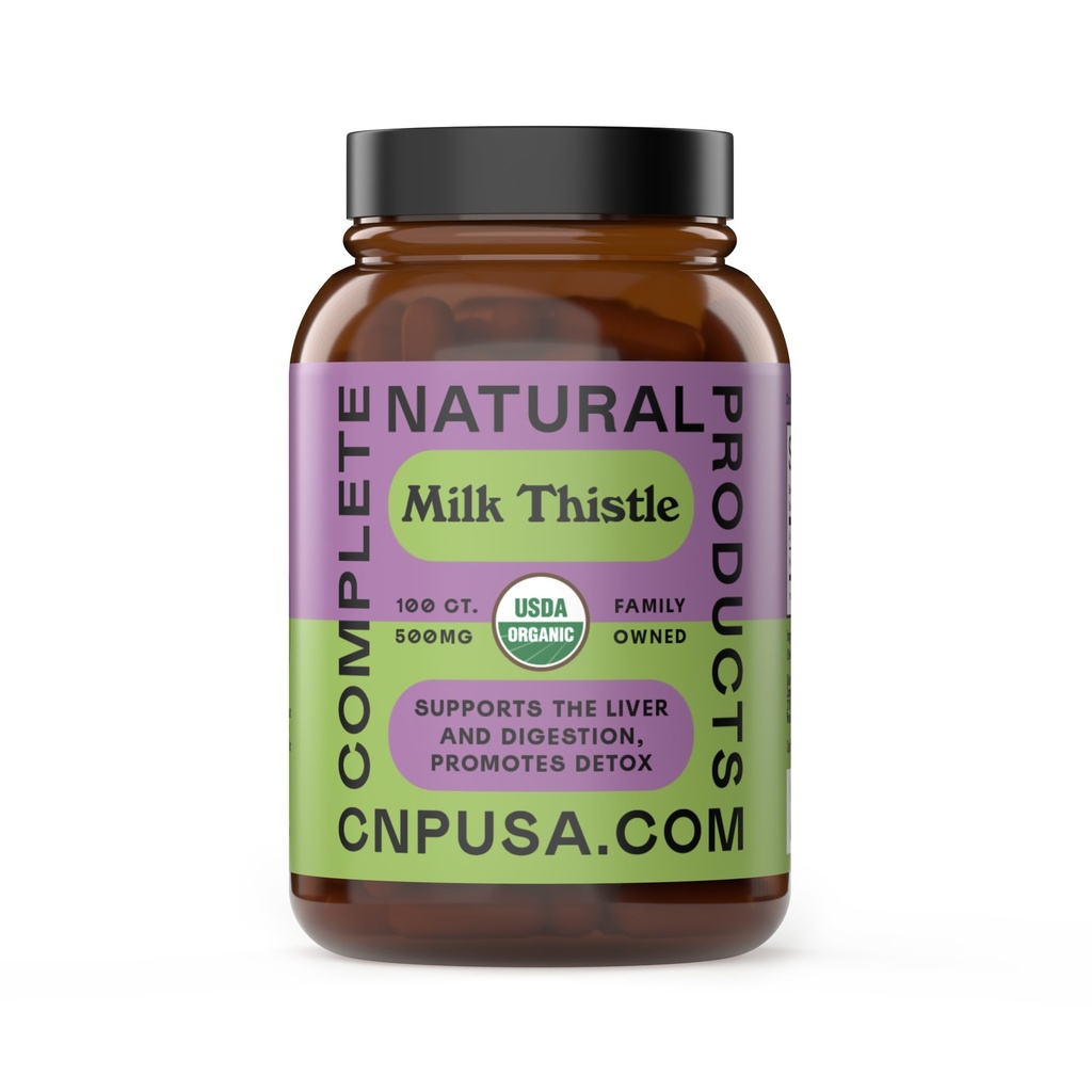 Complete Natural Products Pure Organic Milk Thistle Kapselit - 500 mg Silymarin Powder 100 pillerit