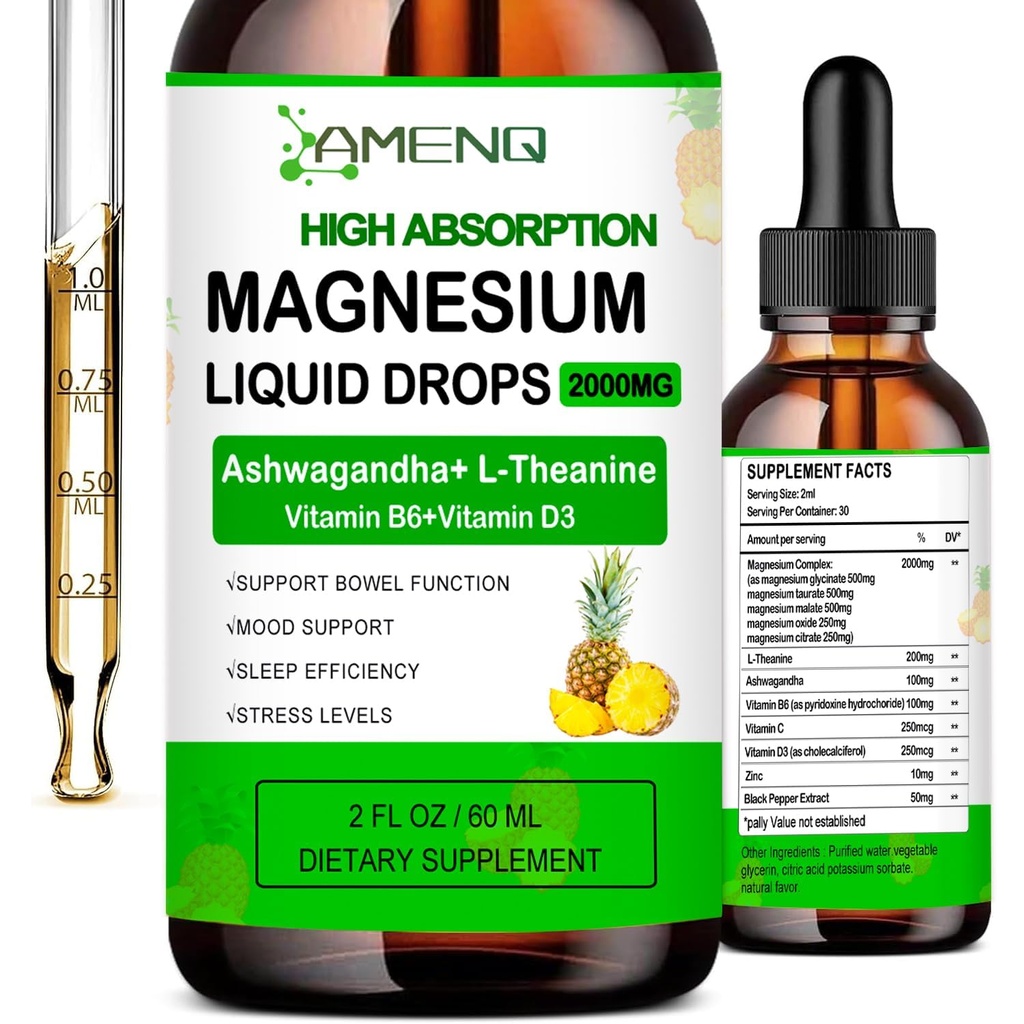 Liquid Magnesium Supplement, Organic 5-in-1 Magnesium Complex Drops 