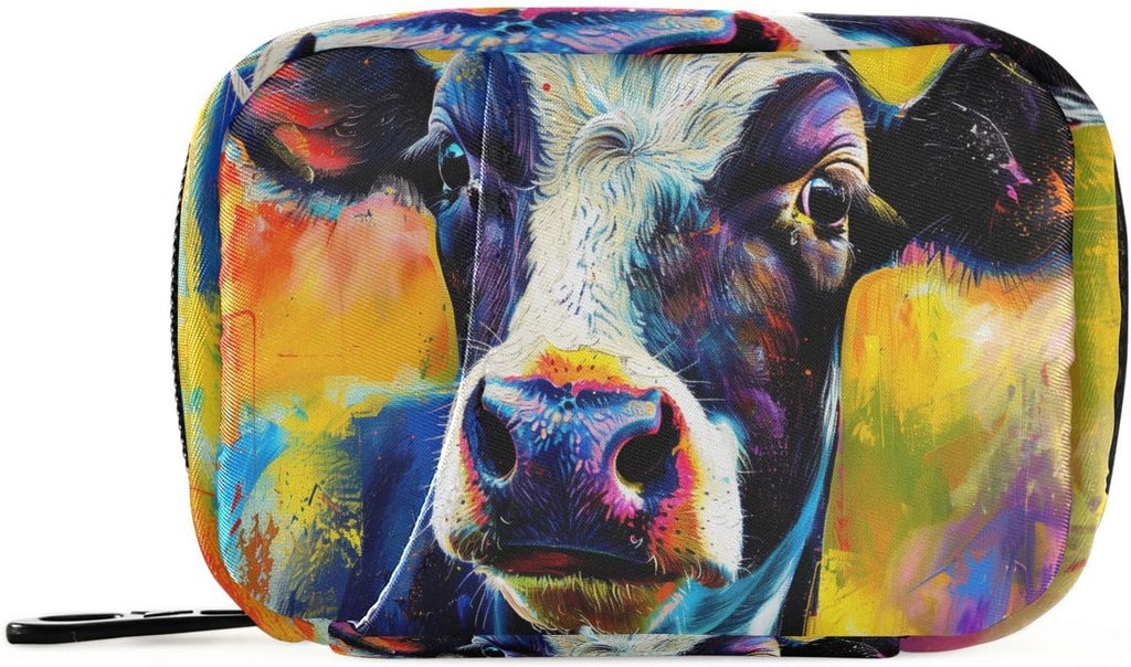 Pill Box Fun Cow 7 Day Pill Case Travel Pill Organizer Bag med Zipper Portable Weekly Vitamin Medicine Supplement Holder Pouch Bag