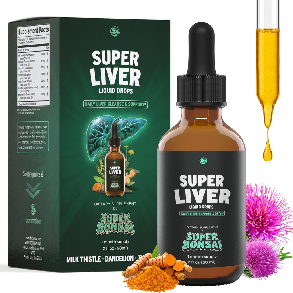 SuperBonsai Super Liver Tuki maito Thistle - Kaikki Natural Liver Cleanse Detox & Repair Aid - Tohtori Formulated Liver Supplement - Nestemäinen kasviperäisten täydentää maksan terveys - 1 kuukausi toimitus