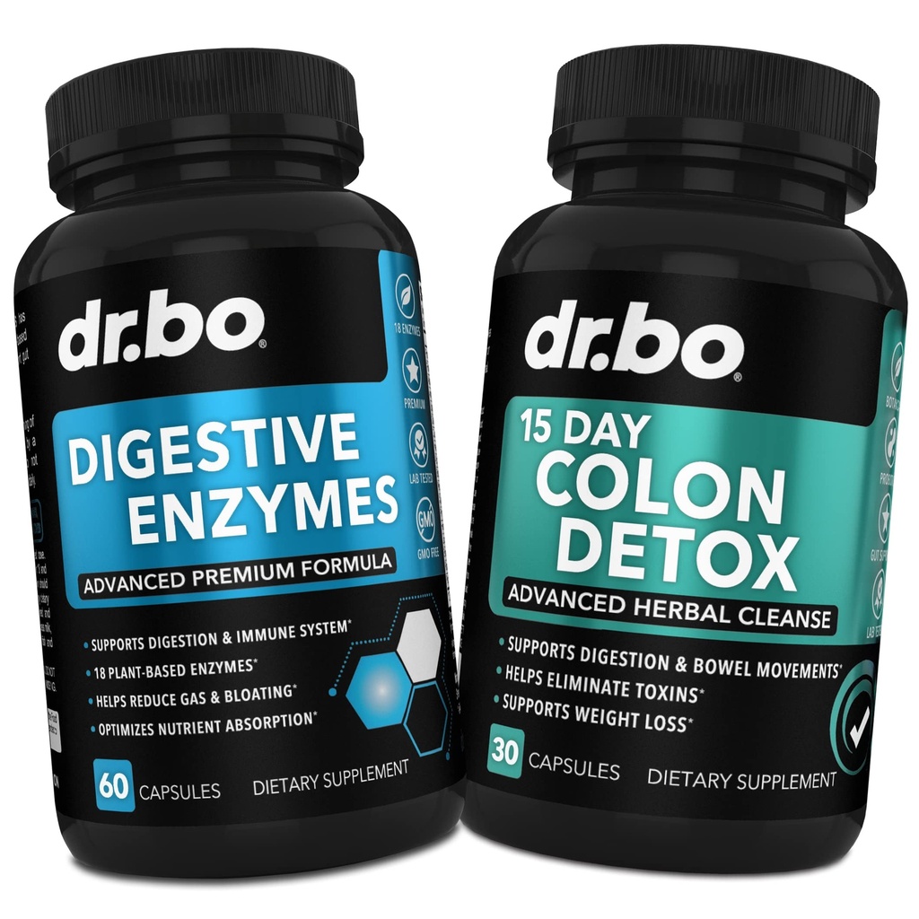 Ruoansulatuskanavan Entsyymit & Colon Cleanser Detox - Digestion täydentää & 15 päivää Suoliston puhdistus pillereitä naisille ja miehille - Nopea luonnollinen laksatiivi ummetus Relief & Bowel liike täydentää Gut