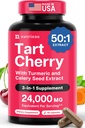 3 in 1 Tart Cherry Extract kapselit Turmeric & Selleri Seed for Feet & Joint Support Uric Acid Flush Cleanse & Puhdistus pillereitä, 60 kasviskapselit valmistettu Yhdysvalloissa