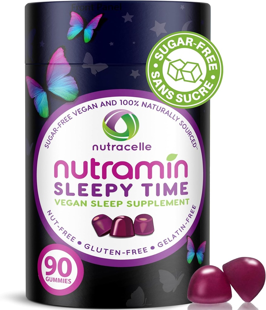 Nutramin Sleepy Time Gummy: Vegaani, sokeriton, luonnollinen melatoniini 5 mg pidempi syvempi uni - Ei Next-Day Grogginess, Non-Habit Muodostaa herkullisia & Drug-free Allergy-Safe Herbal Sleep Gummies