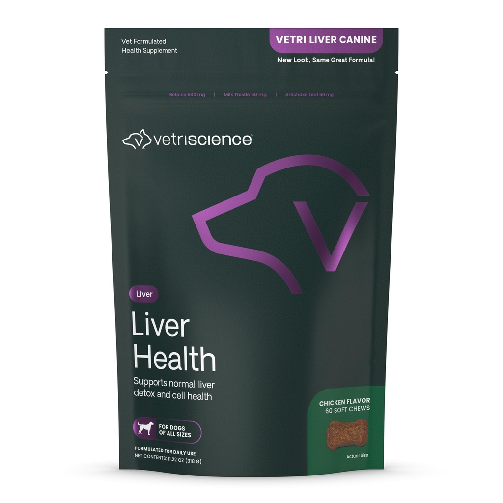 VetriScience Liver Health Chews maito Thistle, Vetri Liver Detox täydentää koirille, Turmeric ja Artisoke Leaf maksan tukea ja detoxification, kana, 60 Count