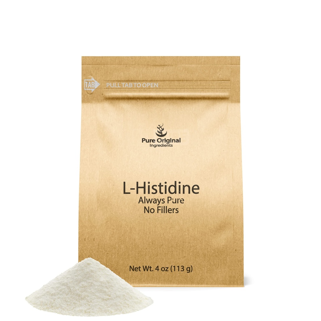L-histidiinijauhe 4 oz, Aminohappolisä, ei lisäaineita, aina puhdas