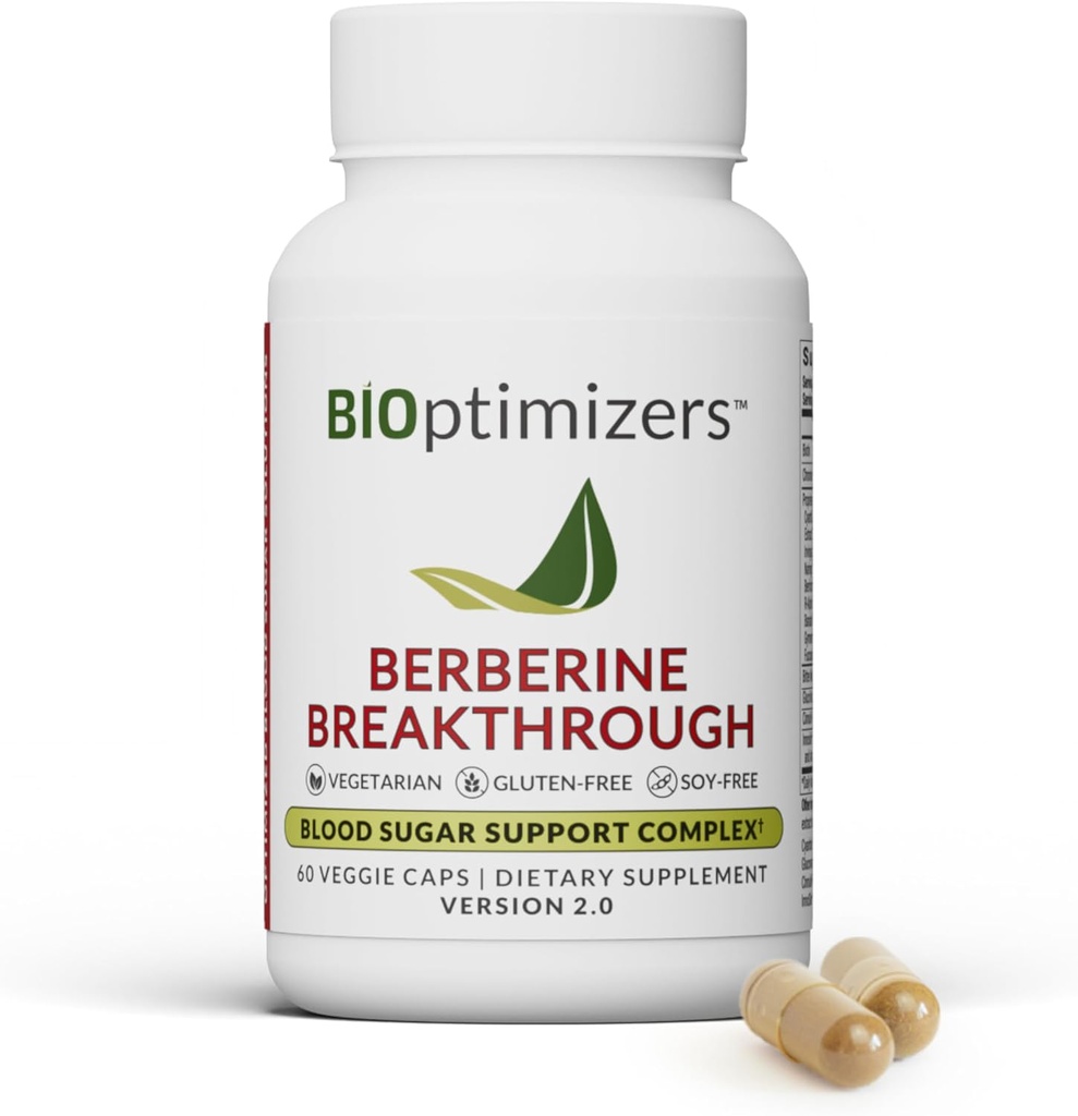 BIOPTimizers Berberine Breakthrough 2.0 täydentää, 60 kapselia - kasvissyöjä, Gluteenittomat ja soijattomat