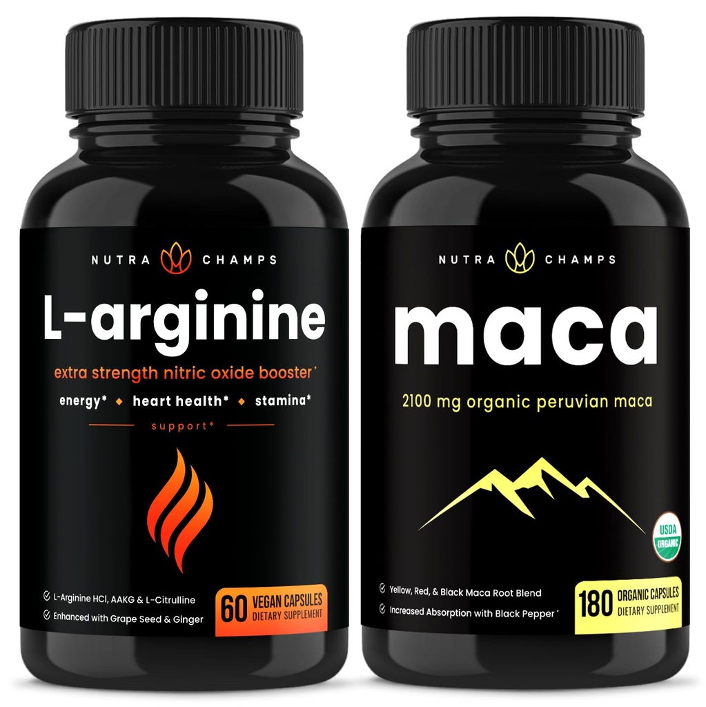 NutraChamps L-arginiinikapselit ja Maca-kapselit 2 Pack Bundle