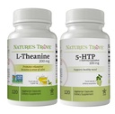 Naturens trove L-Theanine 200mg 120 vegetariska kapslar och 5-HTP 100mg 120 vegetariska kapslar - lugn och hälsosam humörstack