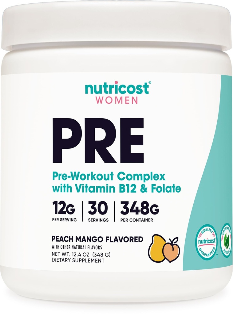 Nutricost Pre-Workout jauhe naisille, persikka mango, 30 tarjoilua