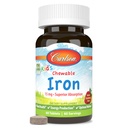Carlson - Kid's Chewable Iron, 15 mg, Superior Absorption, Blood Health, Energy Production & Optimal Wellness, Natural Strawberry Flavor, 60 tabletter