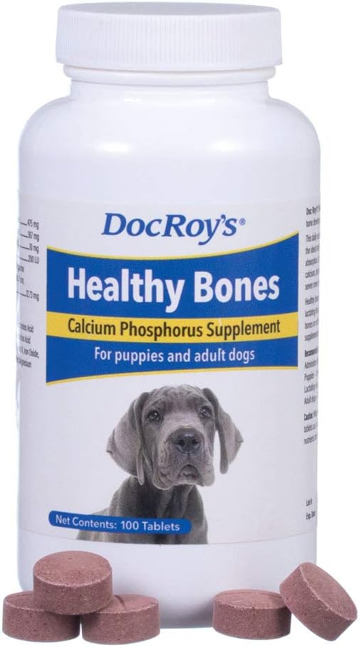 Revival Animal Health Doc Roy's Healthy Bones-Calcium Phosphorus Supplement- för hundar och valpar- 100ct tabletter