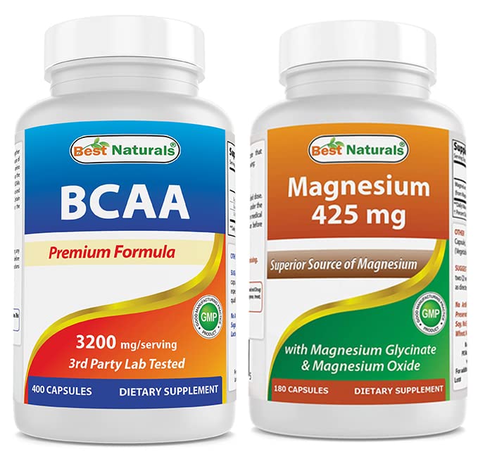 Bästa naturliga BCAA 3200 mg och Magnesium Glycinate 425 mg