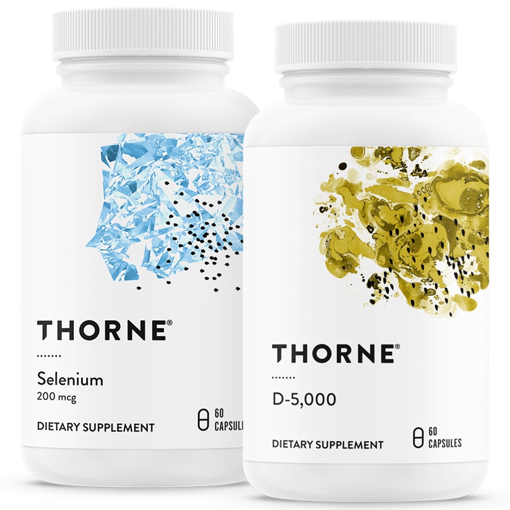 THORNE - Antioksidantti & Wellness Bundle - Seleeni & D-5000 - Tukee Kilpirauhasen terveys- ja immuunifunktio - 60 palvelinta