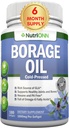 Borage Oil - 1000 mg - 180 Softgels - Cold Pressed High GLA Borage Seed Oil - Hexane ja PA Ilmainen - Suuri iholle, hiukset ja luut.
