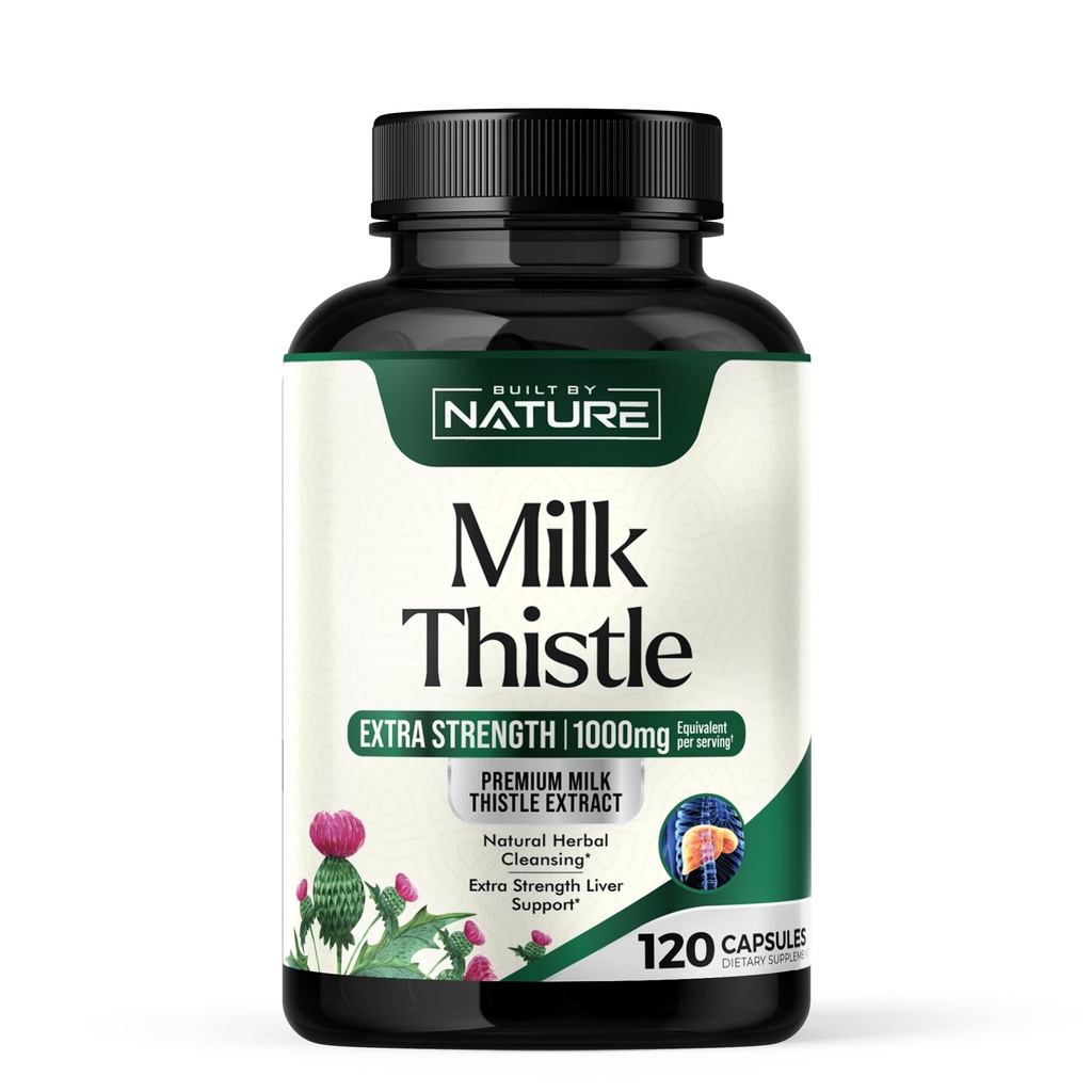 Milk Thistle 1000mg - Liver Detox Supplement Silymarin Extract & Voikukka Root ...