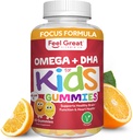 Feel Great Vitamiini Co. Täydellinen DHA Gummies lapsille Omega 3 6 9 + DHA, C-vitamiini . Tuet Terve aivojen toiminta, Vision & Heart Health . Gluteeniton, kasvissyöjä 60 Gummies