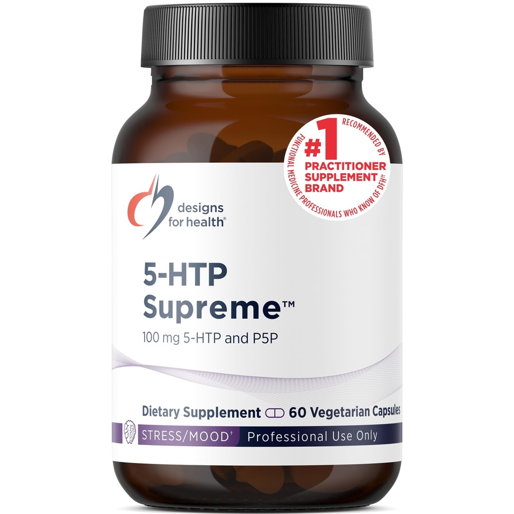 Designs for Health 5-HTP 100mg kanssa B6-vitamiini (P-5-P) - 5-HTP Supreme 100 mg lisäravinteet - serotoniini esiasteet auttaa tukemaan tervettä mielialaa + ruokahalua (60 kapselia)