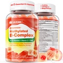 Supermethylated B-vitamiini Complex Gummies - kaikki B-vitamiinit + Omega-3, Magnesium, CoQ10, Ashwagandha, Vitamin C, TMG - naisten Men- Metyyli B12 2000 mikrog, metyylifolaatti, B1,B2, B3,B5,B6,B7- sokerivapaa