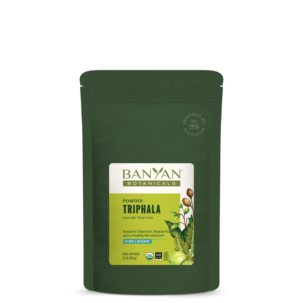 Banyan Botanicals Triphala Powder - Organic Digestion Supplement med Amla, Haritaki & Bibhitaki - Digestion, Colon Support & Healthy Gut Microbiome * - 3,5 oz - Icke-GMO Sustainably Sourced Vegan