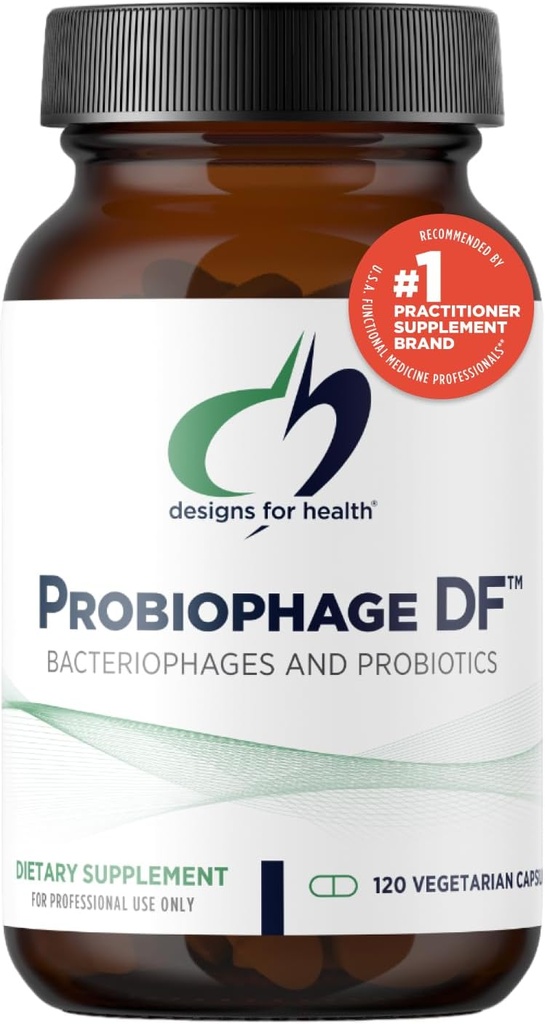 Designs for Health Probiophage DF - Bacteriophage Prebiootti + Probiootti Supplement - Probiootit Digestion + Immuunituki - Dairy Free Pre and Pro Biotics in Viivästynyt Release Kapselit (120 Count)