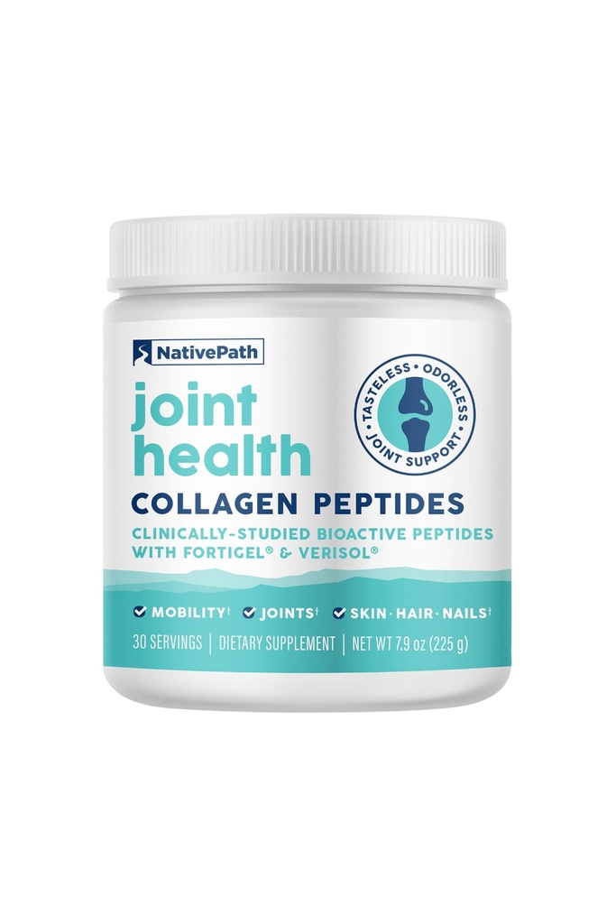 NativePath Joint Health Advanced Formel, Typ 1 & 3 Peptider med Fortigel & Verisol, Grass-Fed Unflavored Collagen för kvinnor och män, 30 portioner