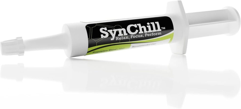 SynChill Oral Horse Calming Gel, 100% Natural & Nutritional Supplement, Lab Todistetut tulokset, Suunniteltu Focus & Performance, Hyväksytty Olympic Professionals & Veterinarians, Made in USA - 1 Pack