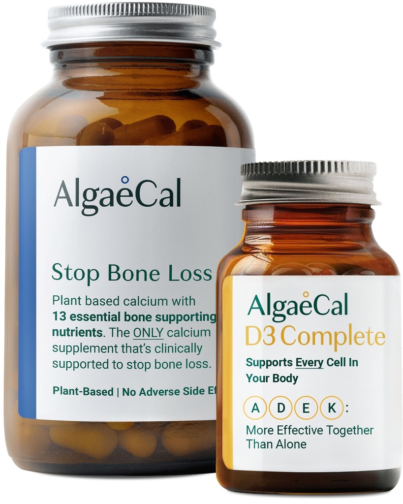 ALGAECAL Bundle - D3-vitamiini Täydellinen (1000 IU) + K2, VIT E, Vit A Basic Plant-Based Kalsium luu tukea