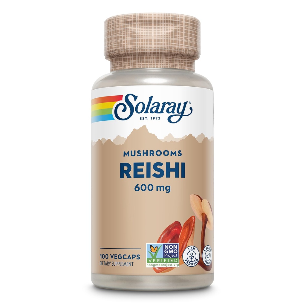 SOLARAY Reishi Mushroom 600mg - Reishi Mushroom kapselit Immuuni tuki - Vegan, Lab todennettu - 60 päivän Money-Back takuu - 100 tarjoilua, 100 VegCaps