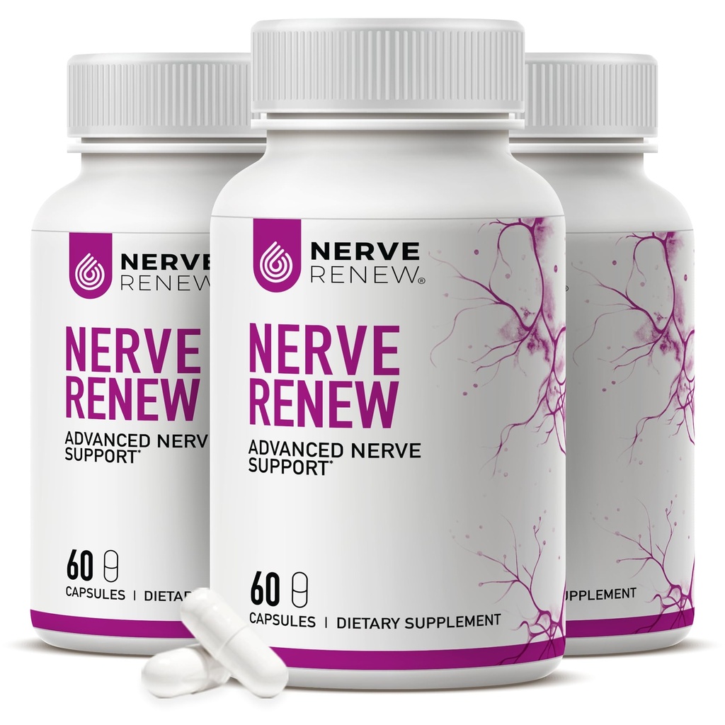 NERVE Renew Advanced Nerve Support - 300mg Vakautettu R-Alpha Lipoic Acid, B-vitamiinikompleksi, Benfotiamiini, Yrtit nopeasti toimiva tuki